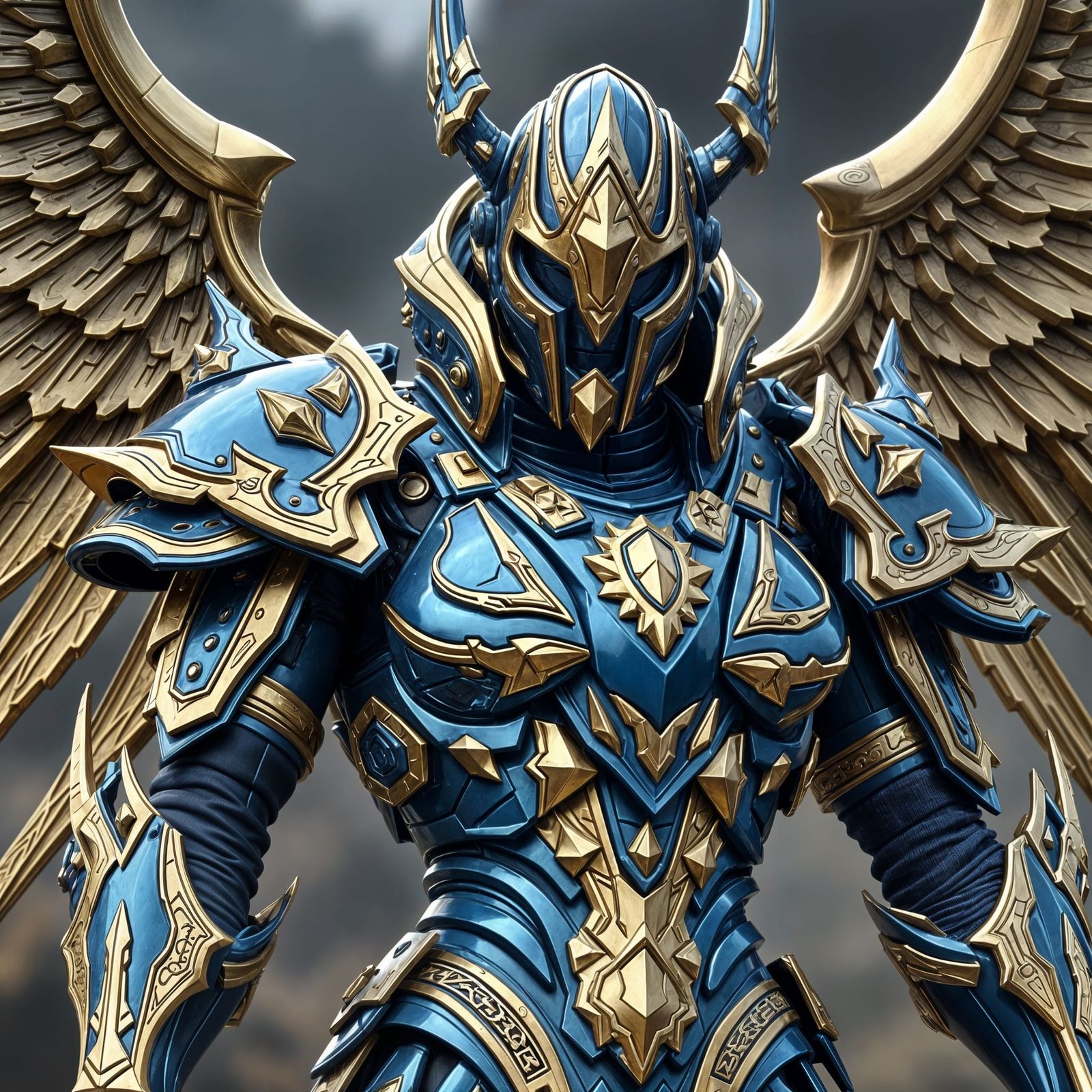Blue and Gold Dragon Armor Concept Art