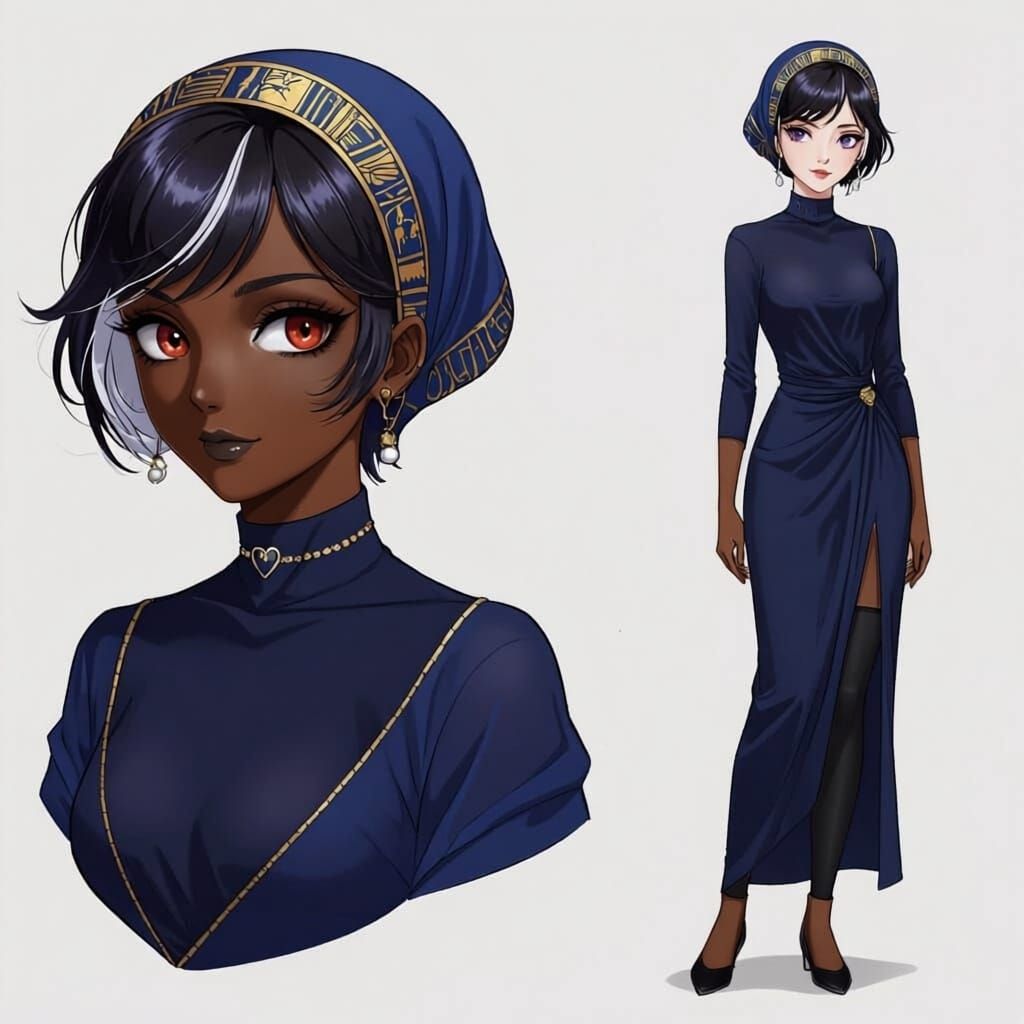 Beautiful Anime Woman in 1920s French-Egyptian Style