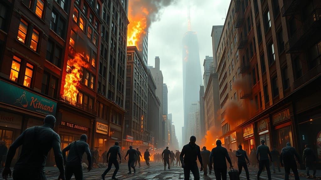 Wall Street Zombie Apocalypse in 3D Game Style