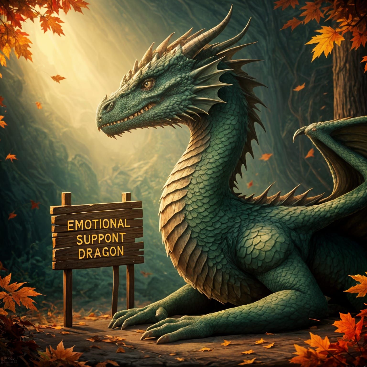 Emotional Support Dragon in Hyperdetailed Fantasy Style
