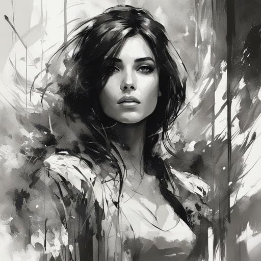 Beautiful Polish Girl Portrait in Splash Art Style