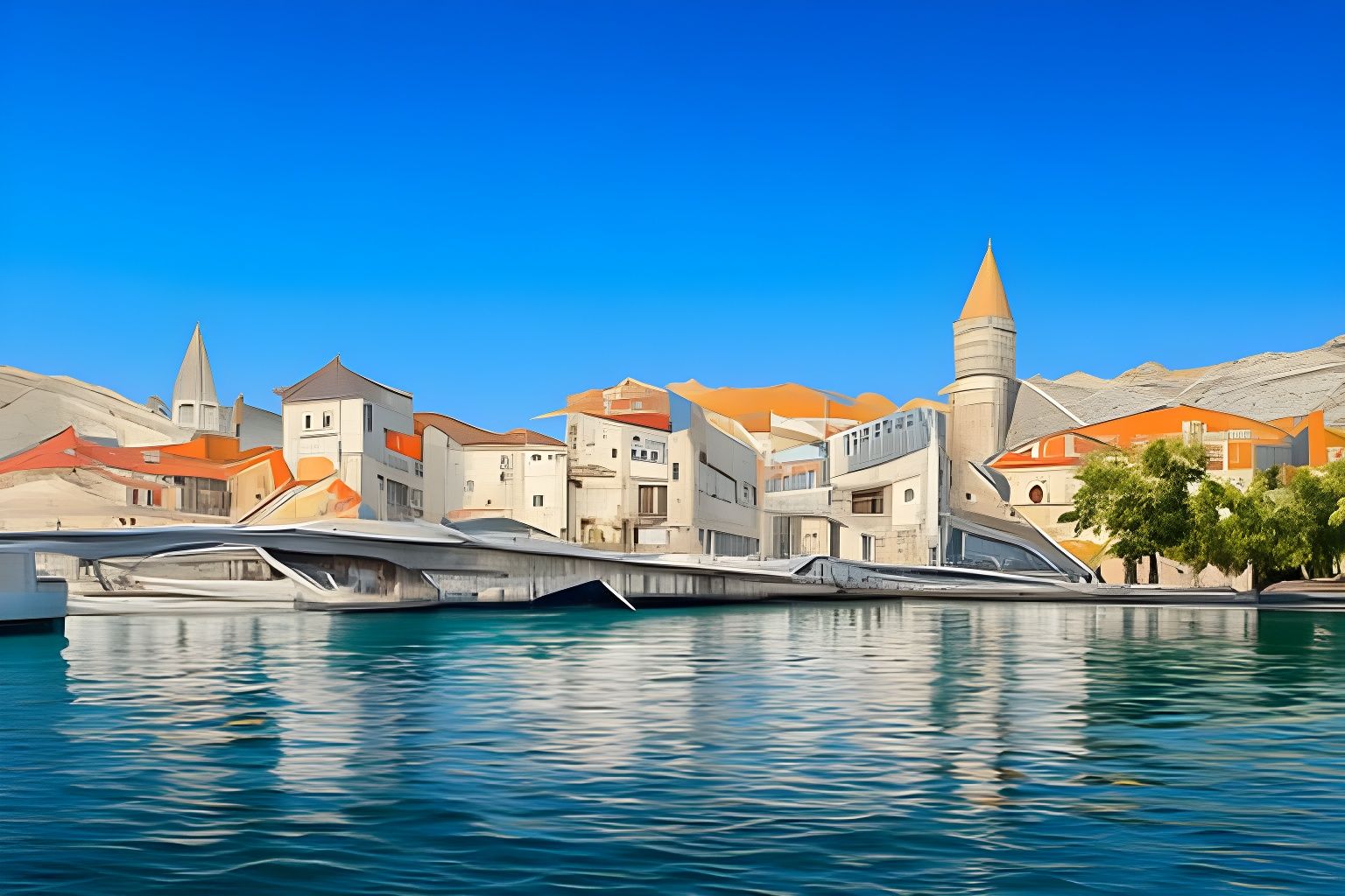 Dystopian Mediterranean Town Digital Art by the Sea