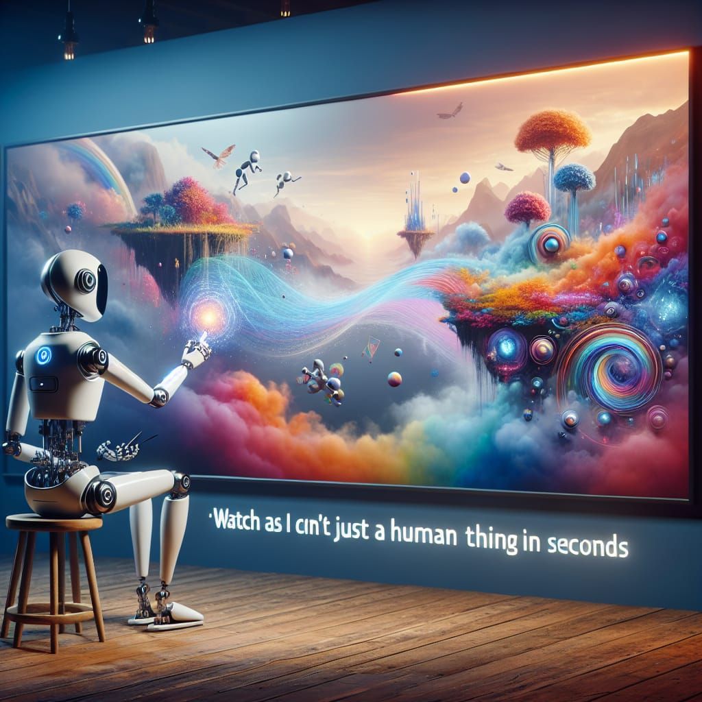 AI Robot Artist Creates a Fantasy Landscape