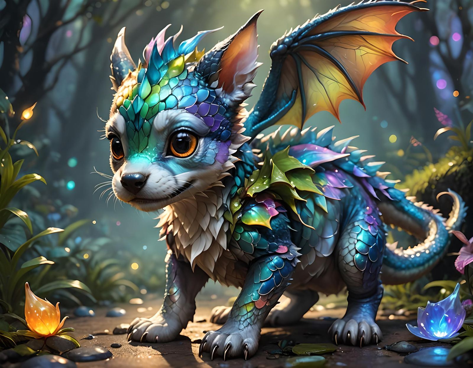 Adorable Puppy-Dragon Hybrid in Digital Art Style