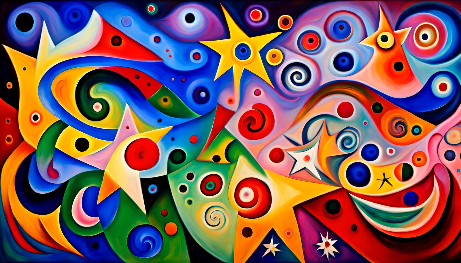 Iridescent Star Beings in Plasma Funnel, Impasto Oil Style