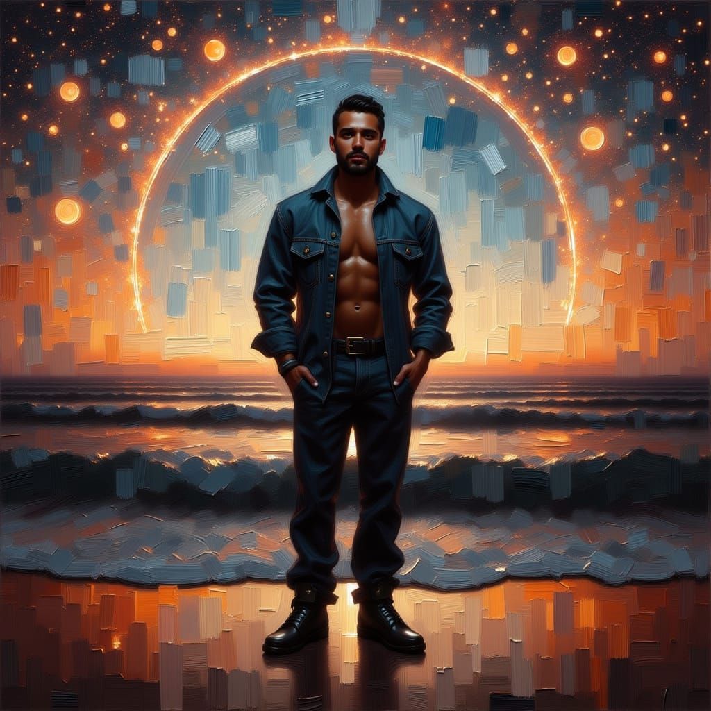 Afro-Brazilian Reiki Master in a Minimalist Digital Art Styl...