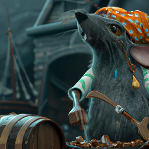 Pirate Rat Captain in Hyperrealistic Style