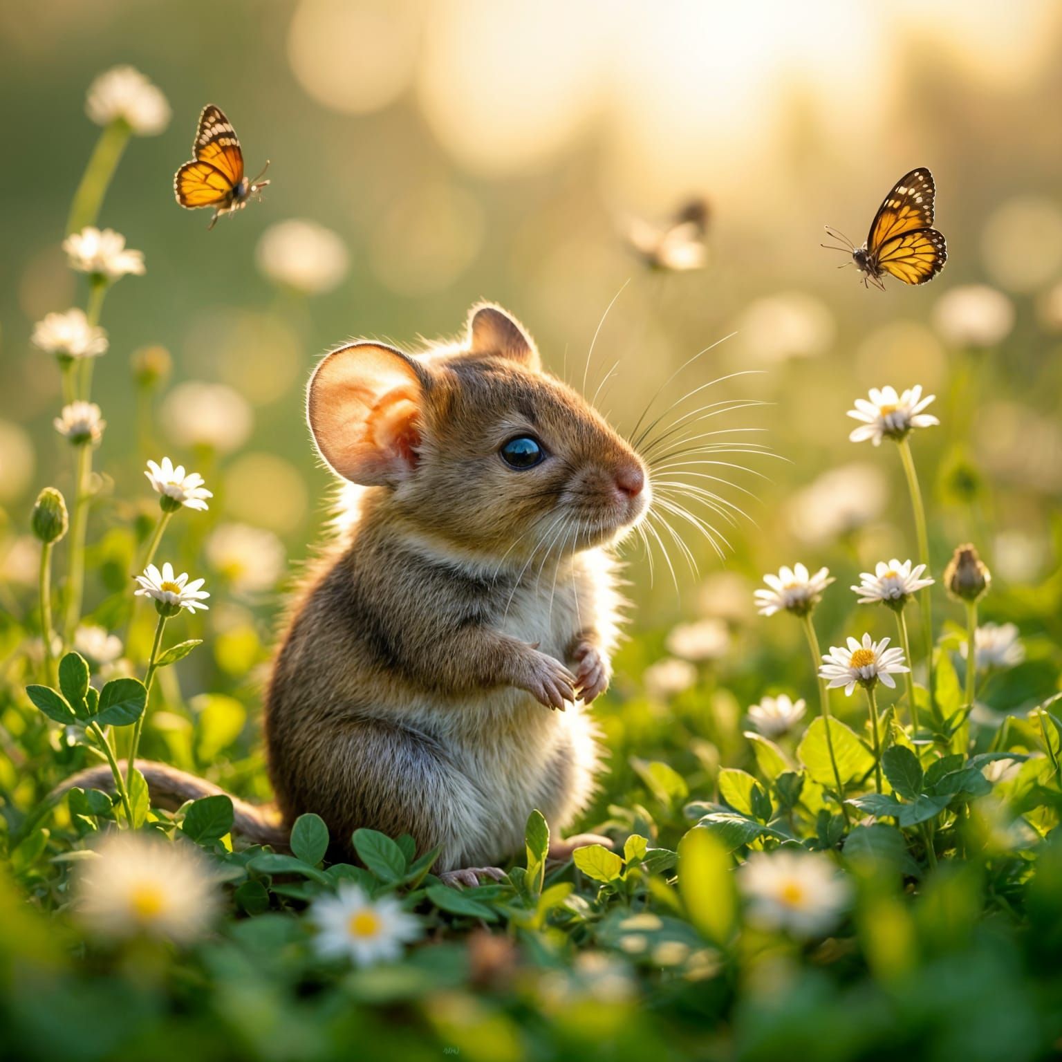 Magical Meadow: Tiny Mouse in Hyperrealistic Detail