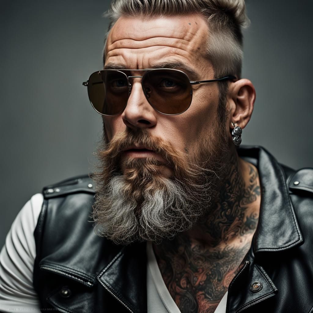 Bad Boy Biker Portrait in Professional Studio Lighting