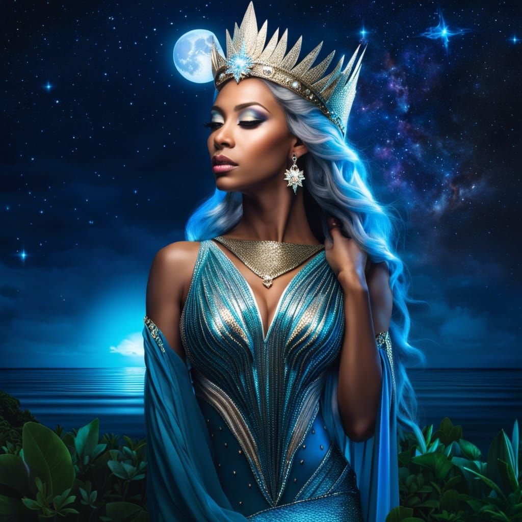 Florida Elf Goddess in Art Deco Starscape