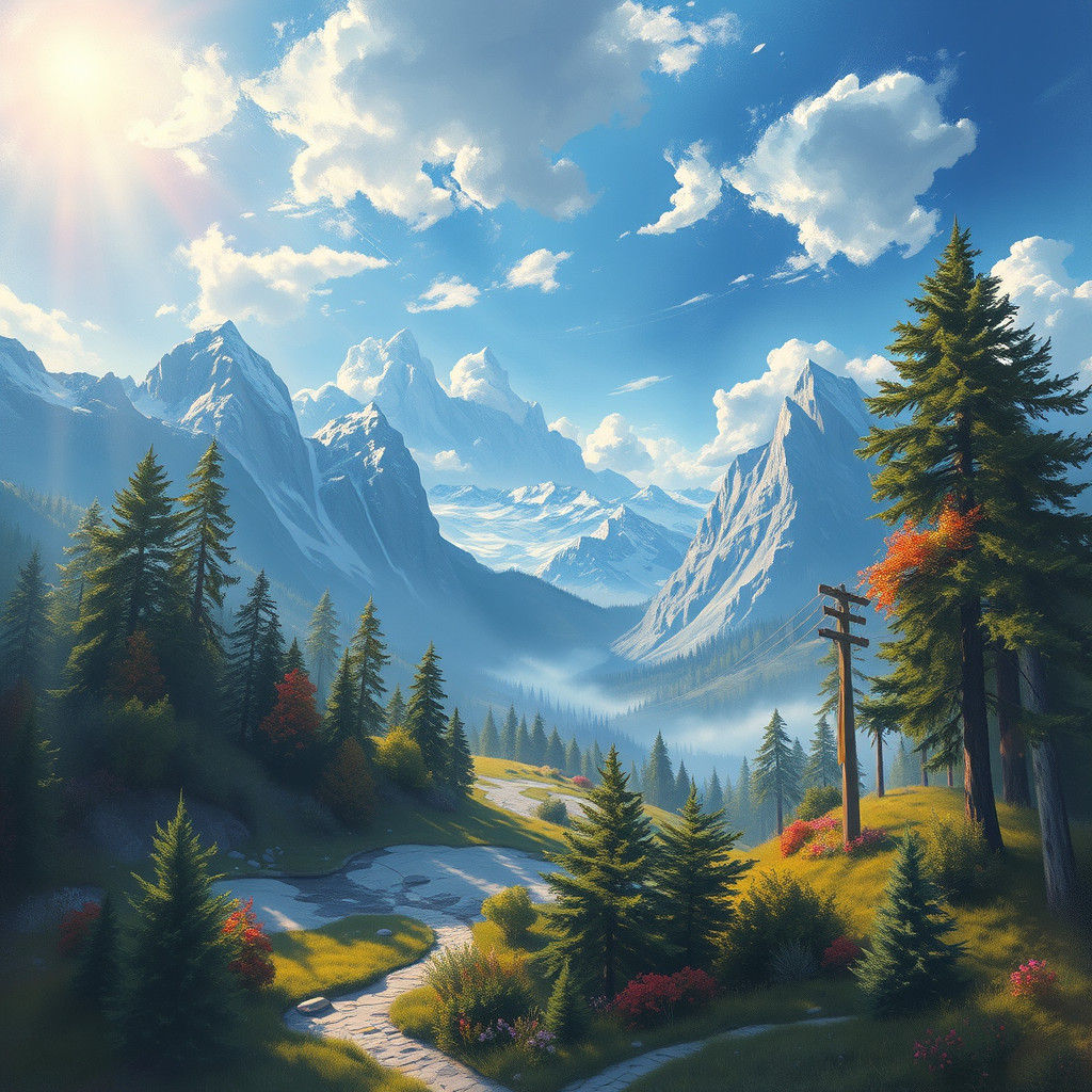 Peaceful Digital Landscape Painting in Ethereal Light