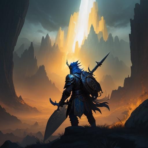 Warrior Sheathes Sword: Fantasy Matte Painting