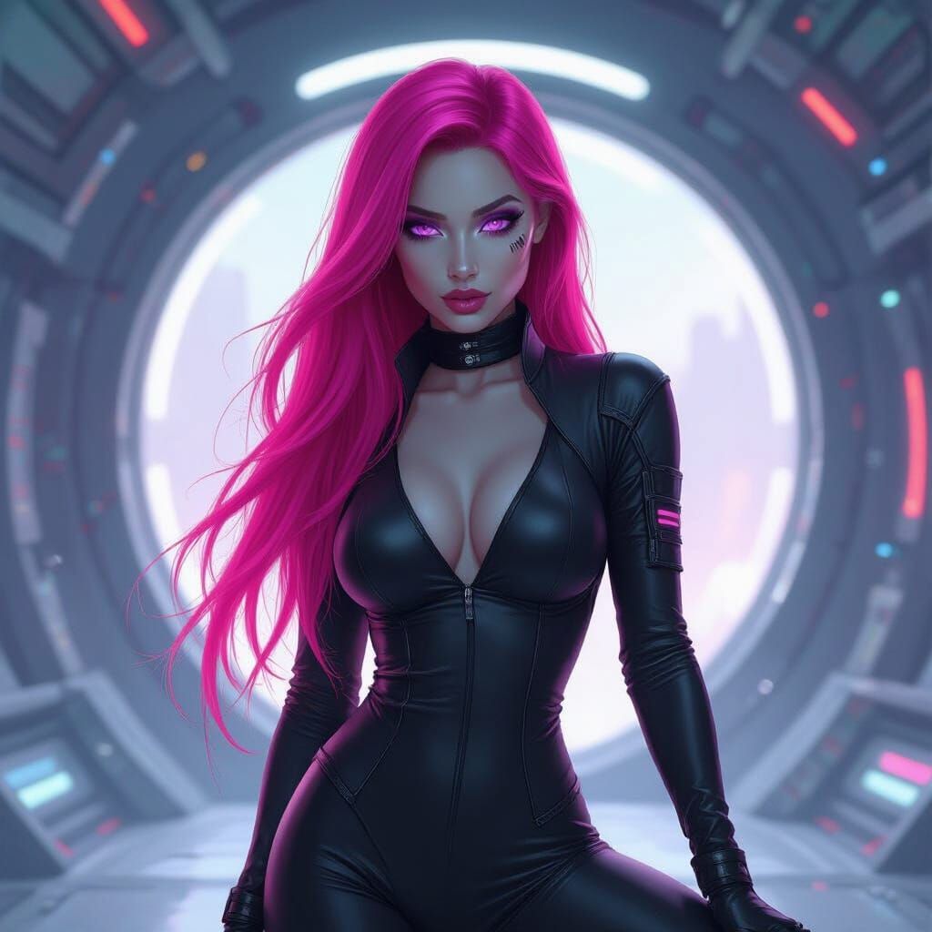 Futuristic Alien Woman in Galactic Sci-Fi Style