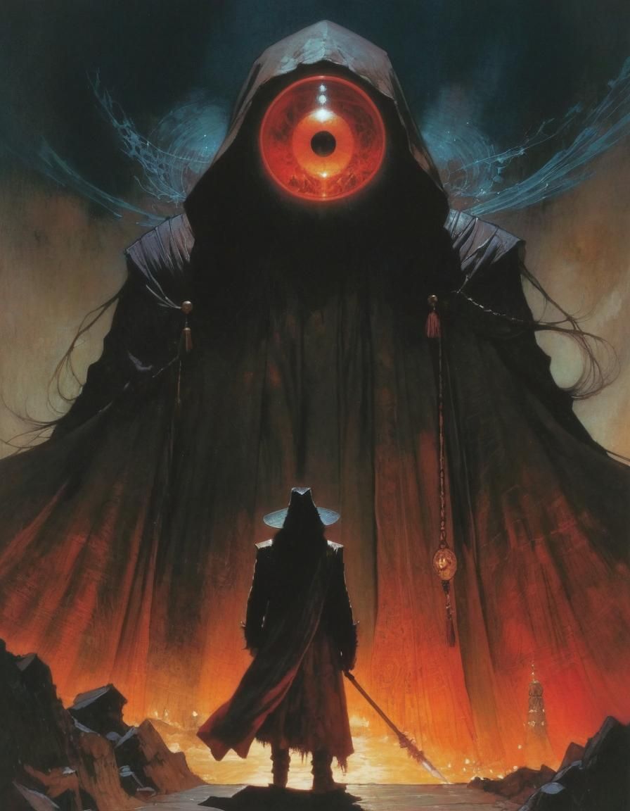 Giant One-Eyed God in 80s Anime Style