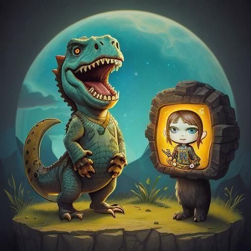 Paleolithic Dinosaur in Light Academia Style