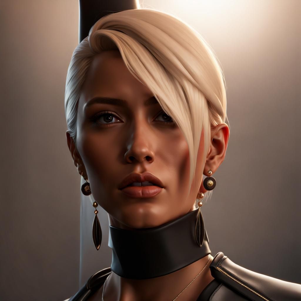 Realistic Digital Art of Blonde Woman with Earrings