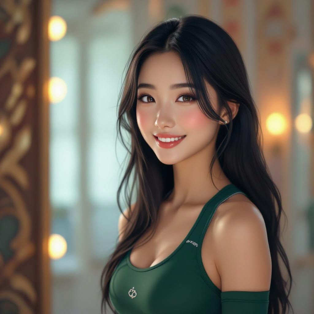 Beautiful Japanese Girl in Sportswear, Ethereal Beauty