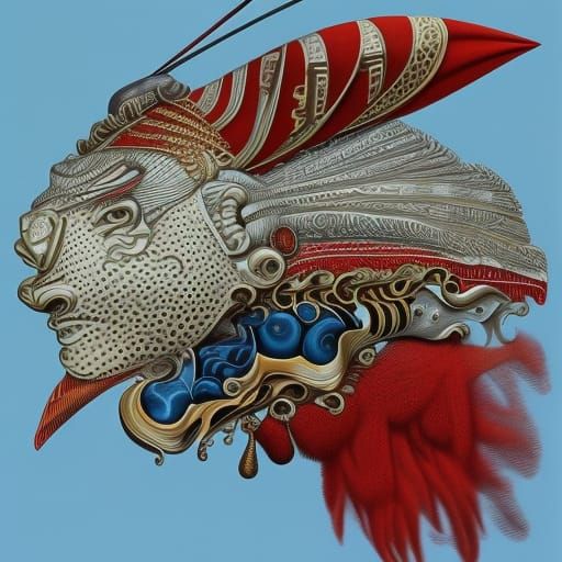 Giant Sphinx on Lonely Beach in Surrealist Style