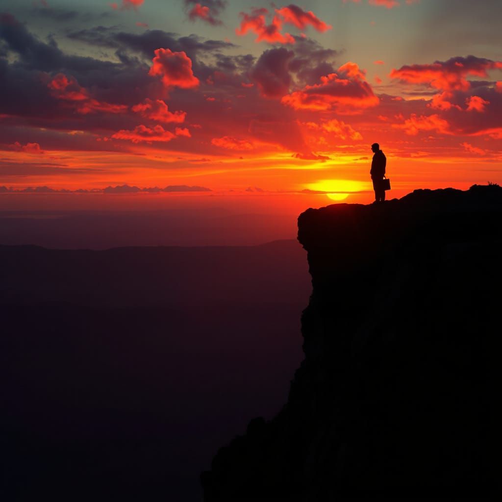 Melancholic Dystopian Sunset Landscape