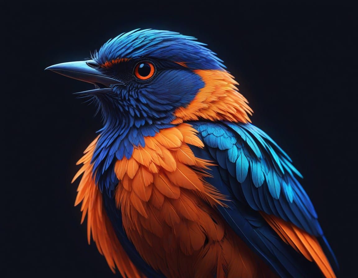 Vibrant Neon Lark with Iridescent Wings