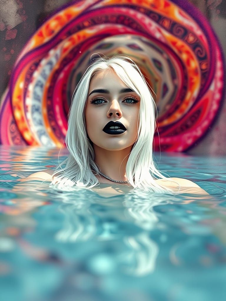 Portrait in Tropical Lagoon with Ethereal Paint Effects