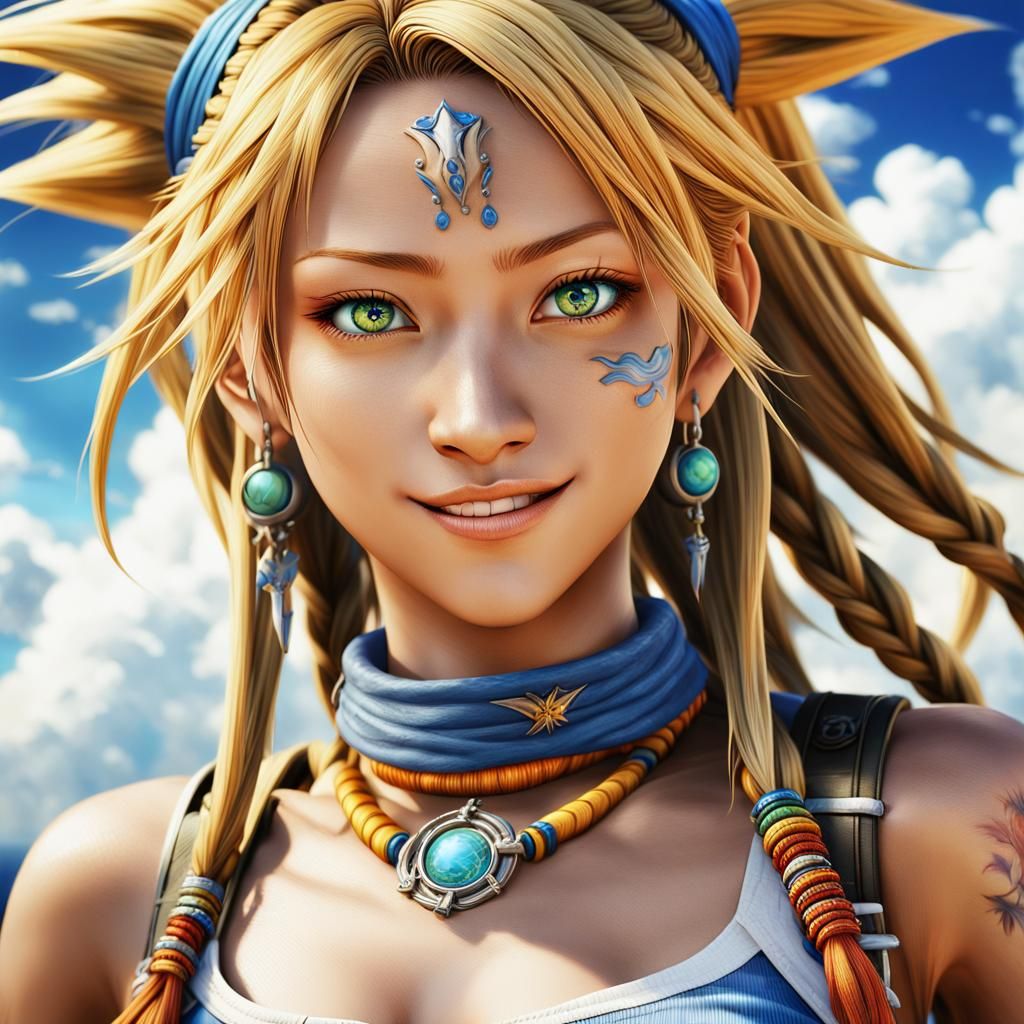 Hyperrealistic Portrait of Rikku from Final Fantasy X-2