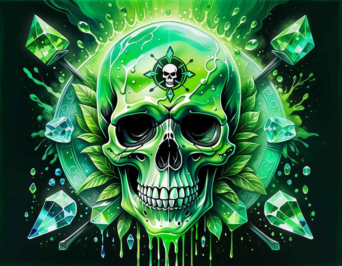 Opalescent Skull: A Vibrant Watercolor Fantasy