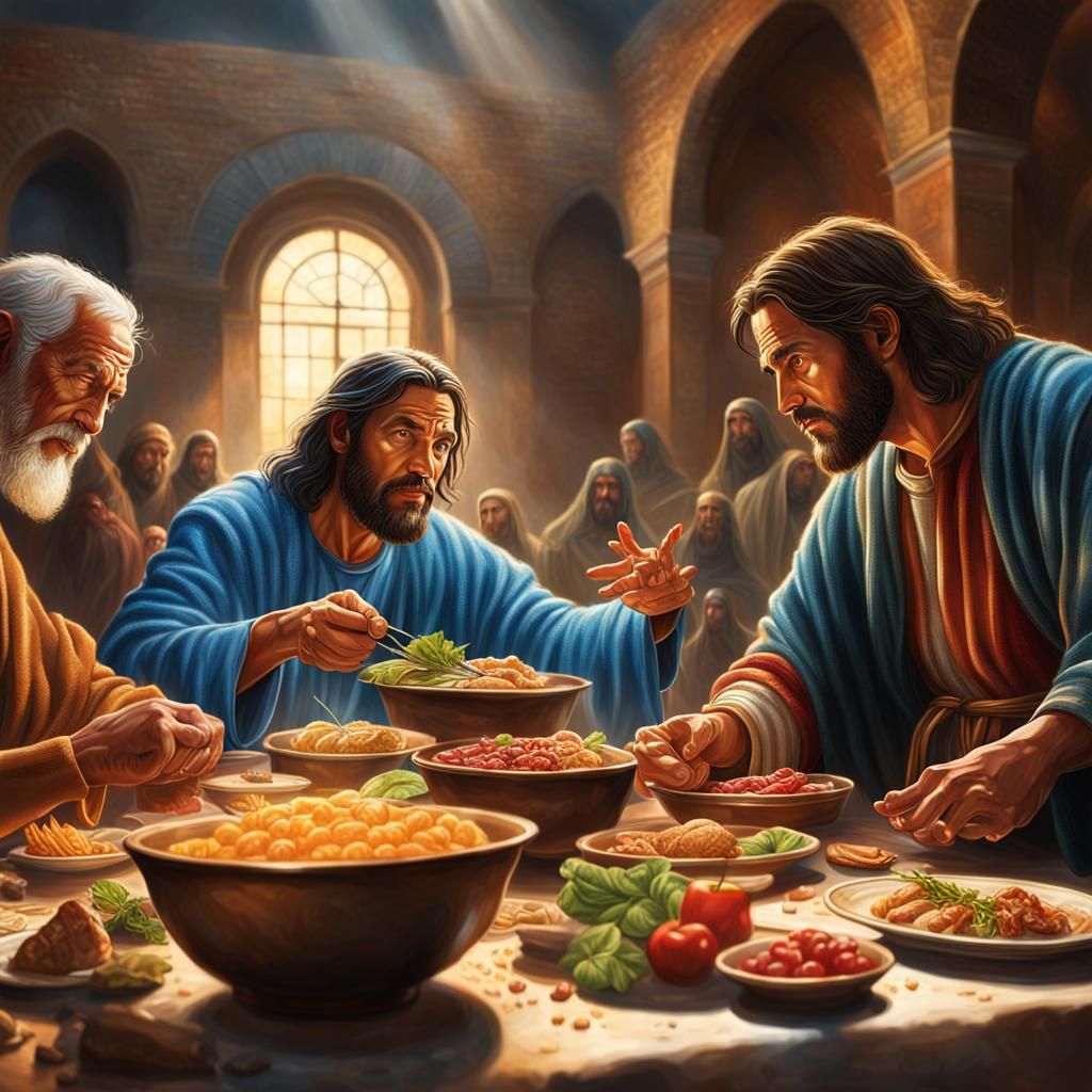 Jesus and Disciples: Hyperrealistic Last Supper