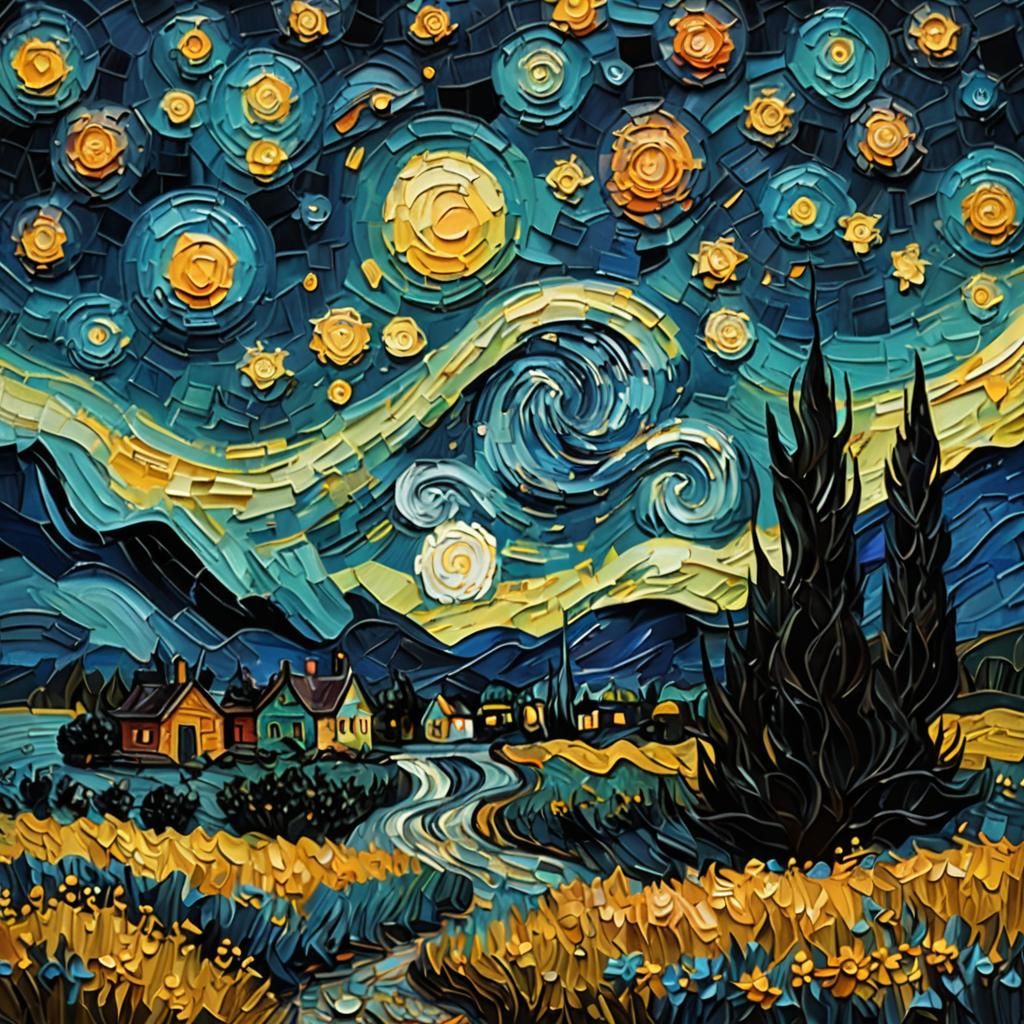 Blended Van Gogh and Burtonesque Digital Art