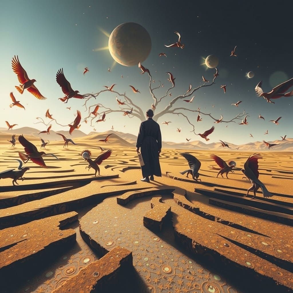 Surreal Forest Glade with Stained Glass Trees and Biolumines...