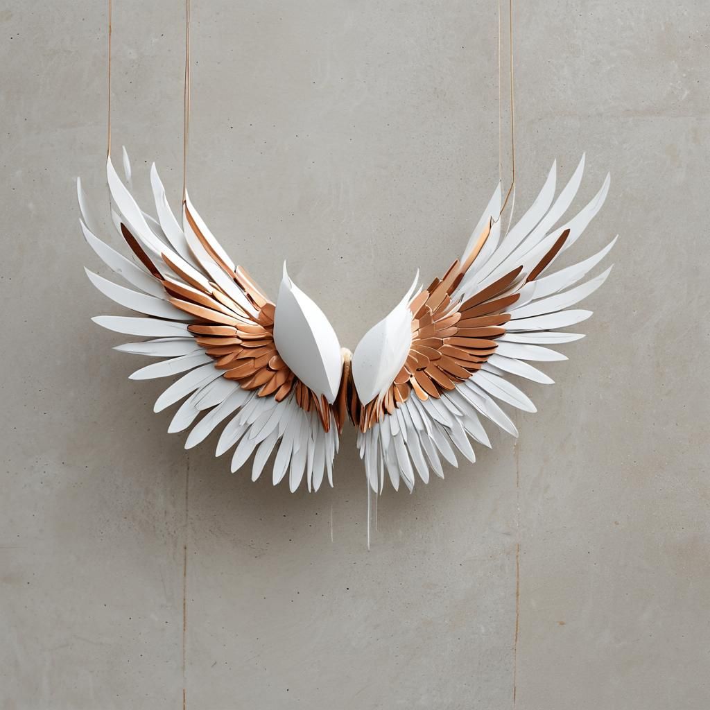 Futuristic Wings Sculpture in Space: Minimalist Art
