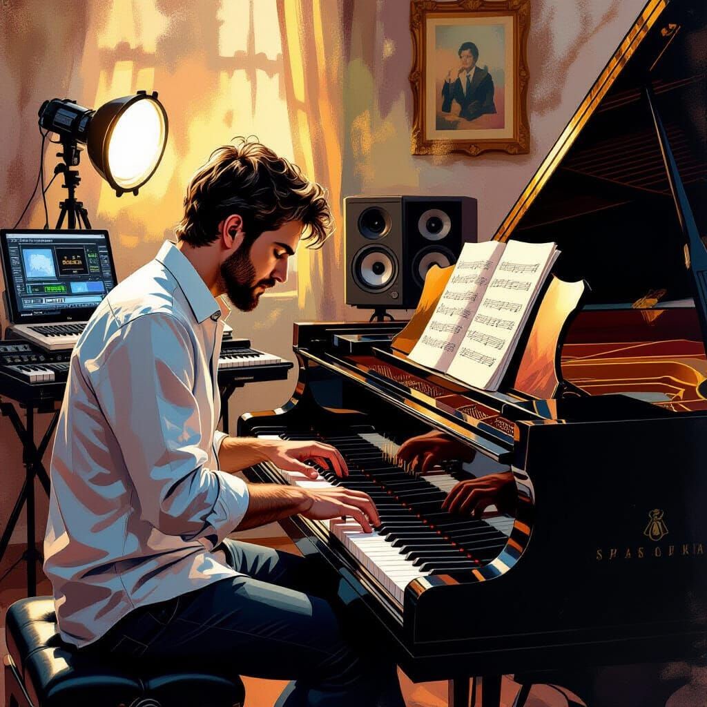 Composer Creates Classic Music Amidst Modern Movie Gear