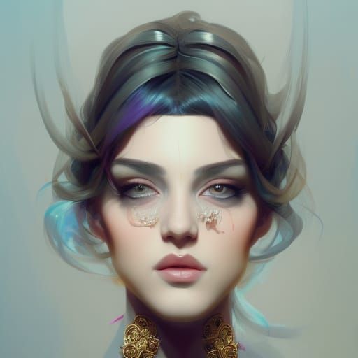 Elegant Portrait of Transsexual Person in Art Nouveau Style