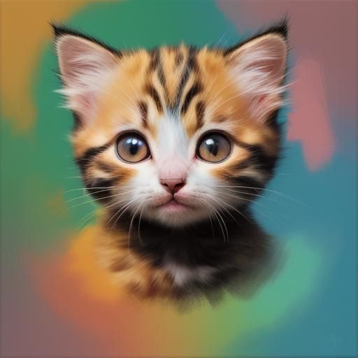 Abstract Kitten Art in Complementary Colors