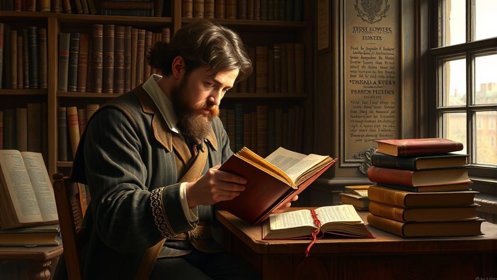 Modern Bibliophile in Intimate Study