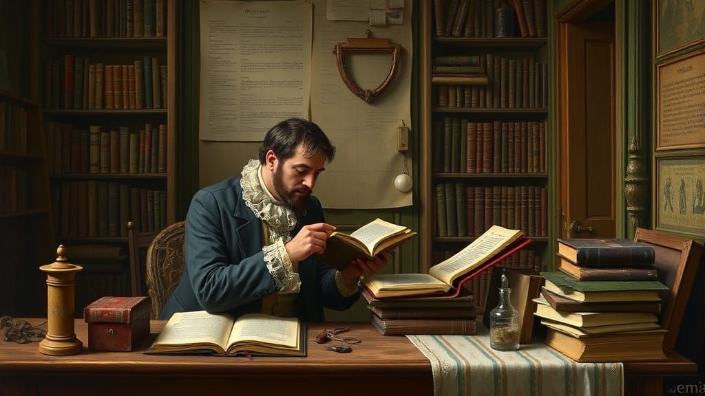 Modern Portrait of a Book Lover in a Cozy Study