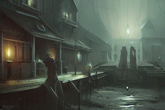 Sinister Coastal Scene in Greg Rutkowski Style