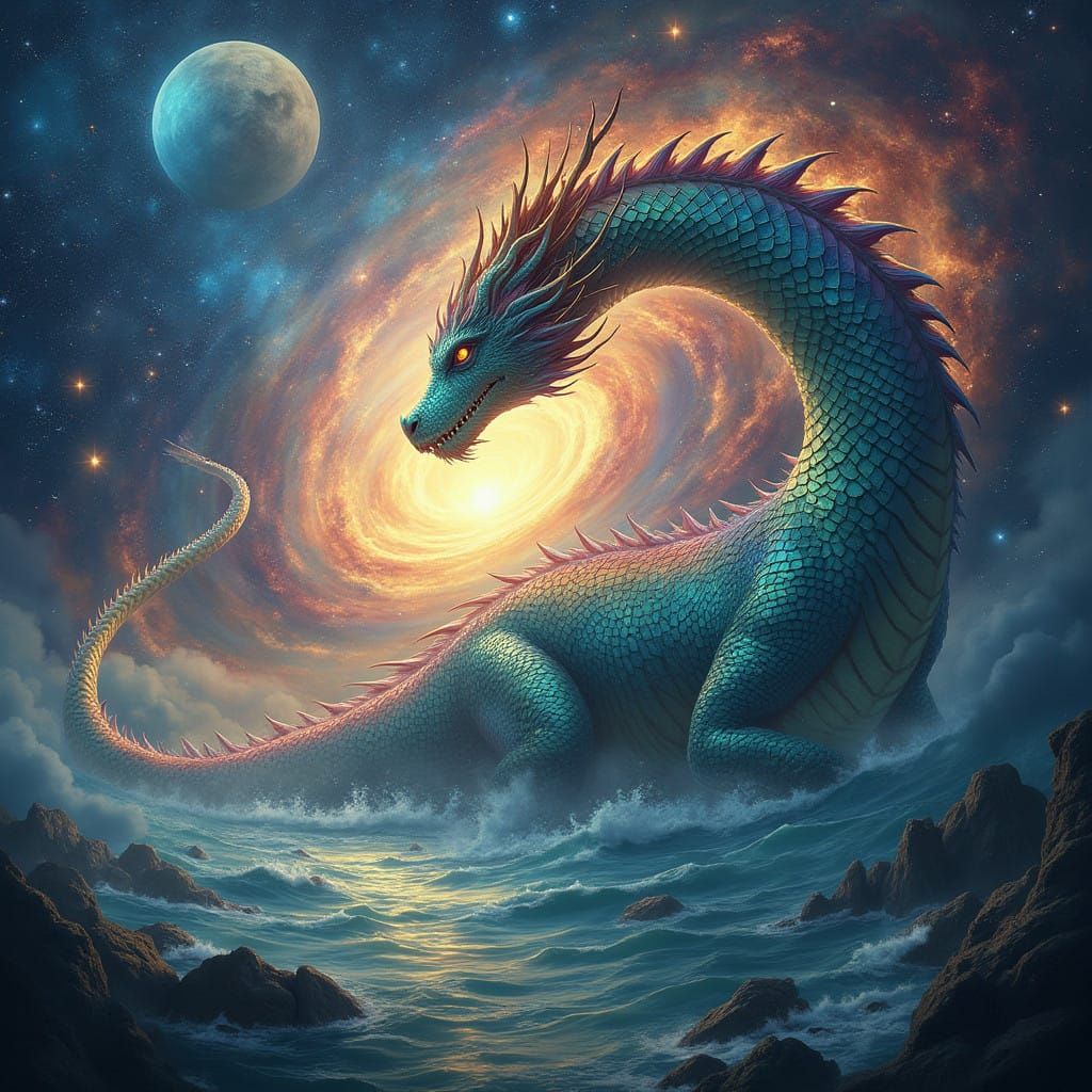 Majestic Dragon Born from Cosmic Vortex