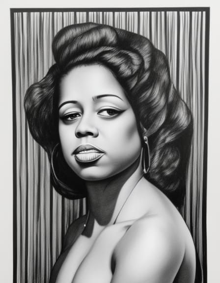 Detailed Ink Drawing of a Young Woman