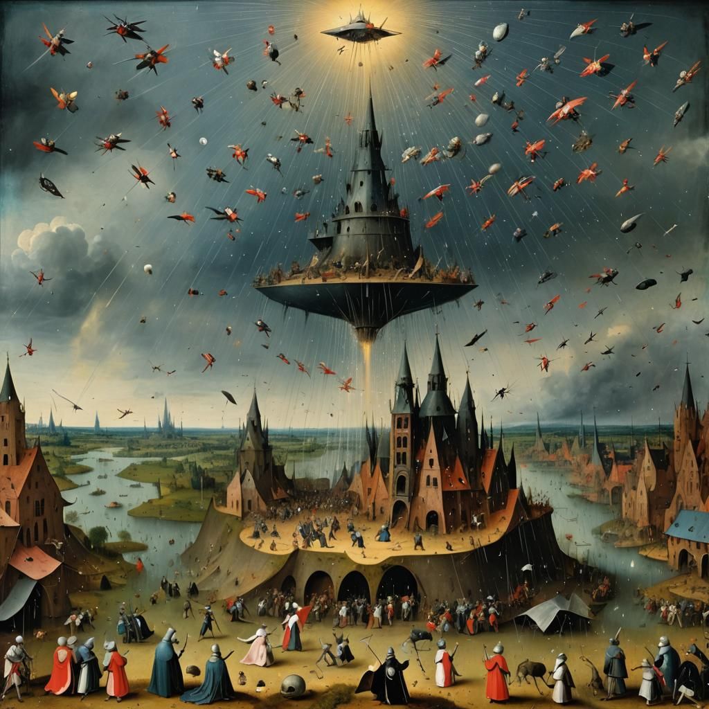 Epic Space Battle in a Surreal Renaissance Style