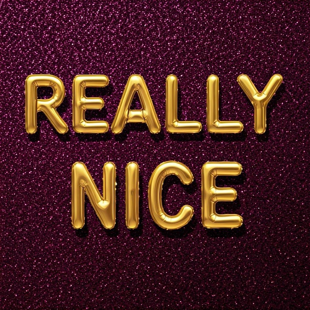 Puffy Gold Text on Purple Glitter Background