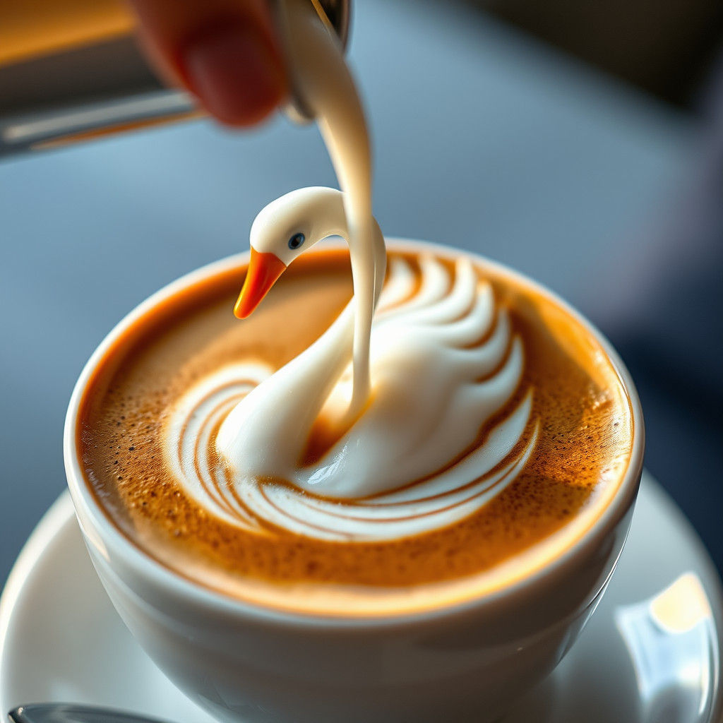 Latte Art Swan: Macro Photography Masterpiece