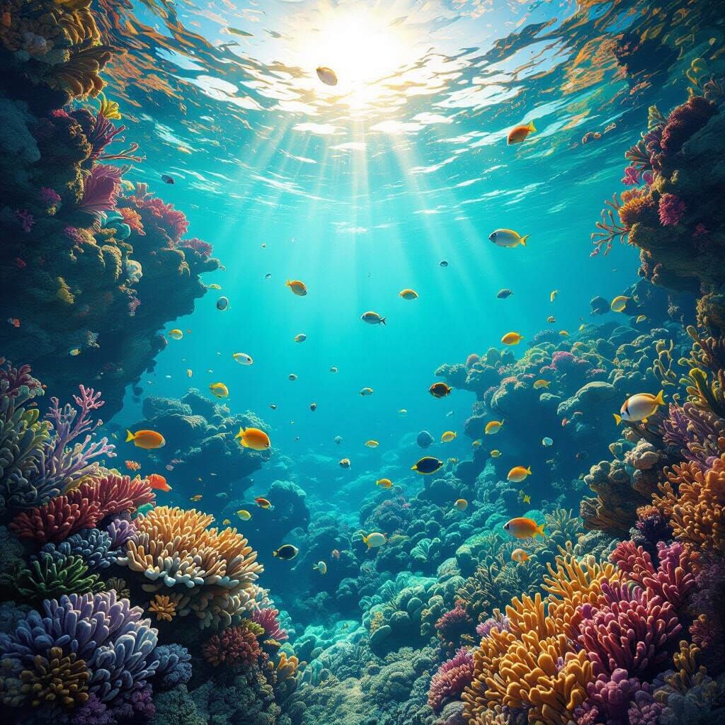 Vibrant Coral Reef Ecosystem From Above