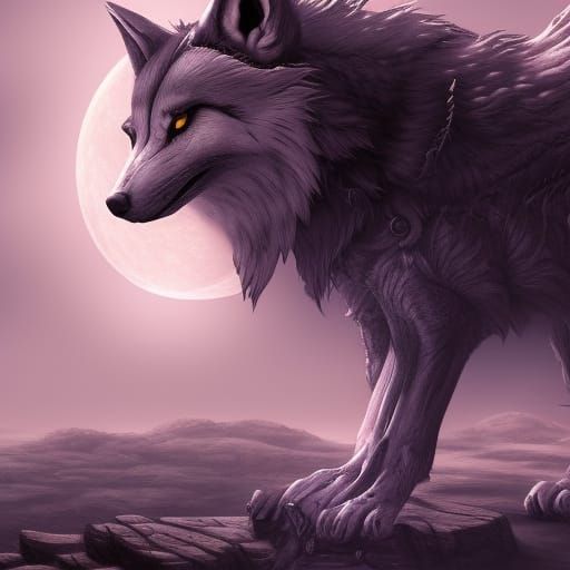 Majestic Moon Wolf Fantasy Concept Art