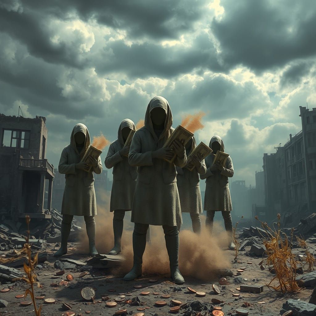 Fleeting Fortune in a Desolate Cityscape