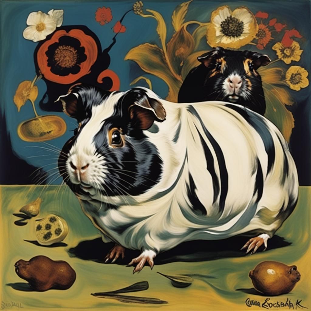 Surreal Guinea Pig Art Inspired by Expressionism