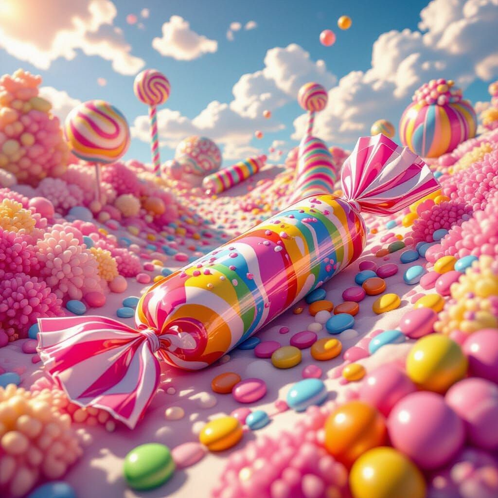 Hyperrealistic Candy Art in Postmodern Style