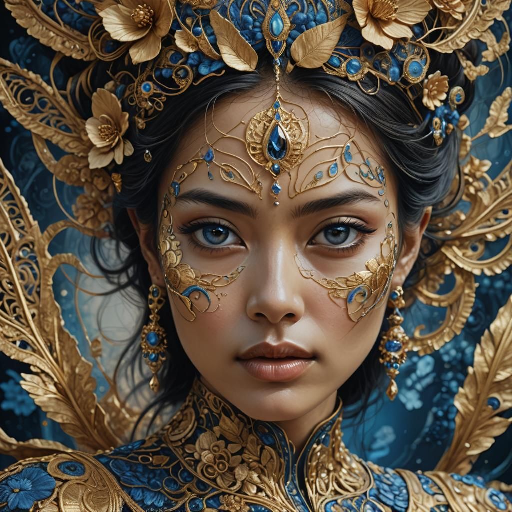 Elegant Thai Woman in Futuristic Digital Art