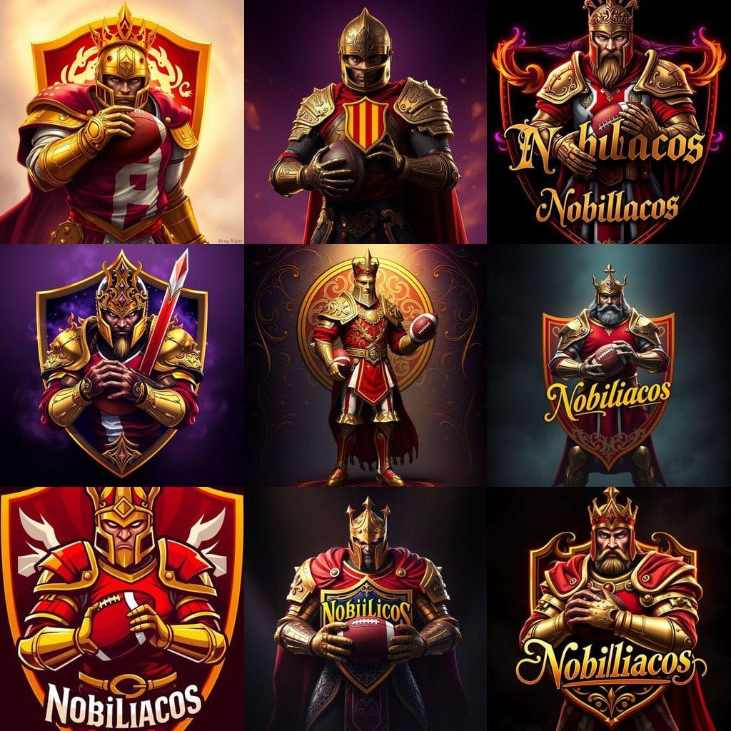 Nobiliacos Bloodbowl Team Logo in Golden Armour and Red Whit...
