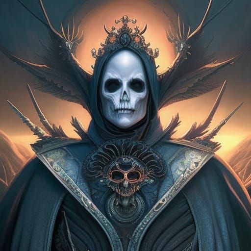 Haunting Skeleton Necromancer King in Digital Painting